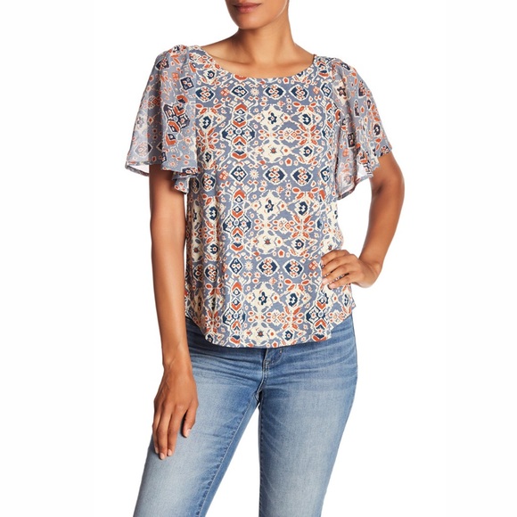 Lucky Brand Tops - Lucky Brand Mosaic Printed Blouse